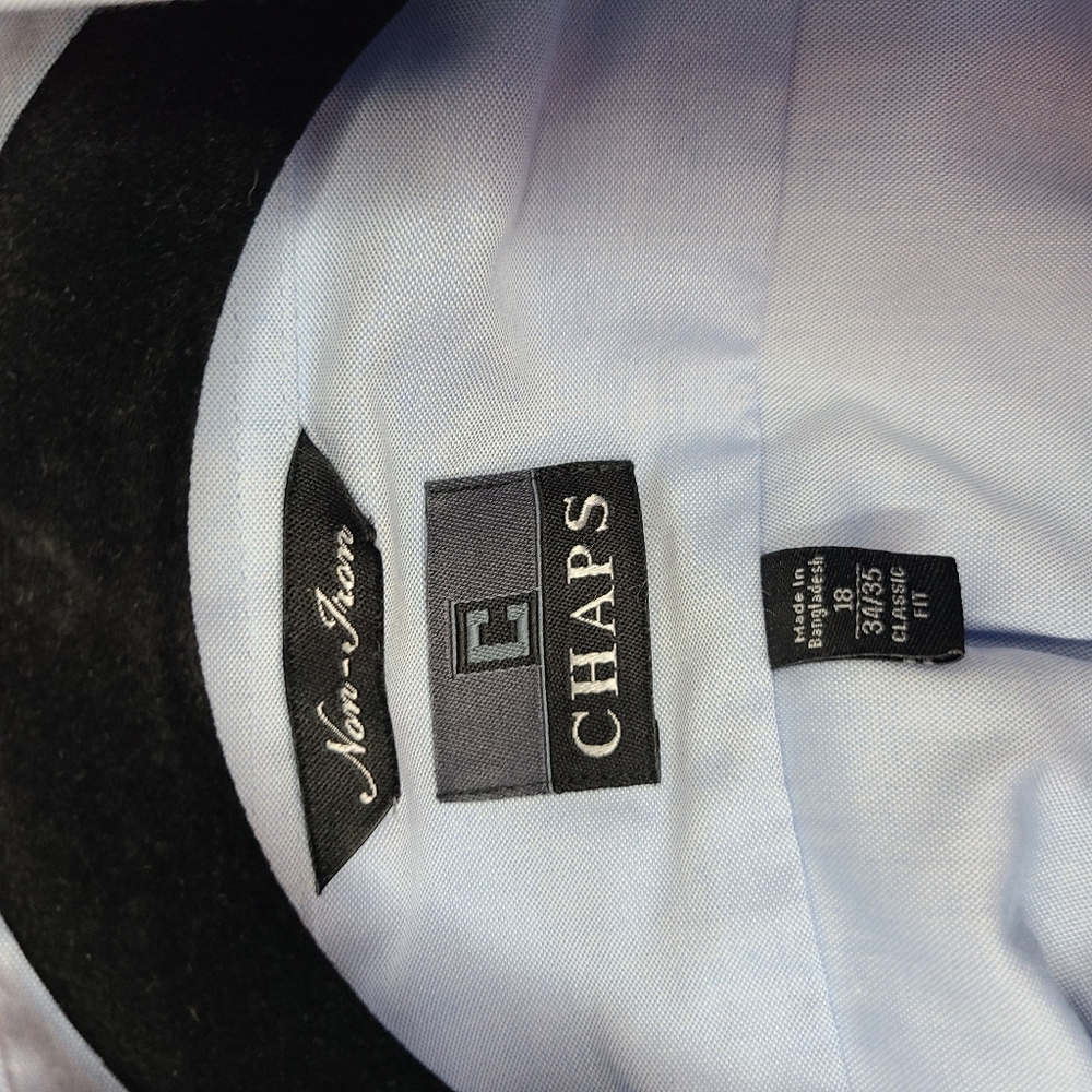🍉 Chaps No Iron Blue Dress Shirt 18 34/35 - Picture 4 of 4